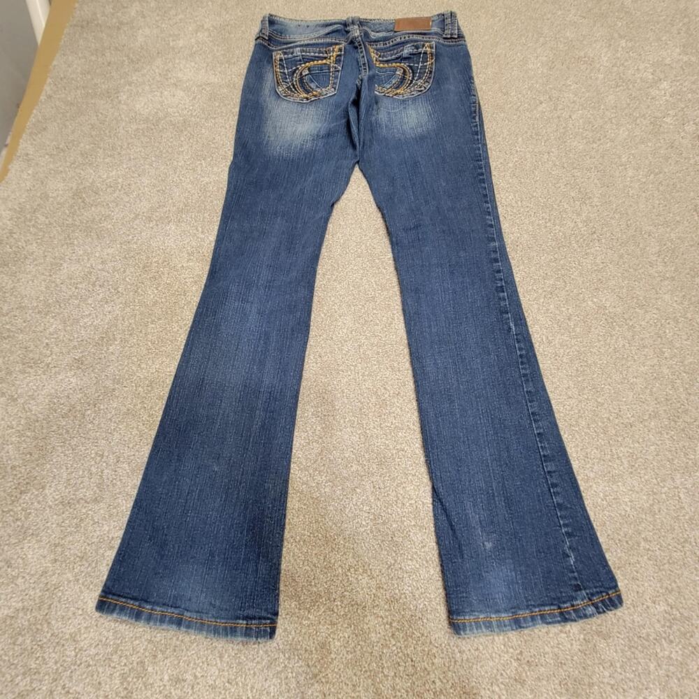 Y2K Ariya Bootcut Jeans 29x30.5 Low Rise Distressed Embellished indigo western